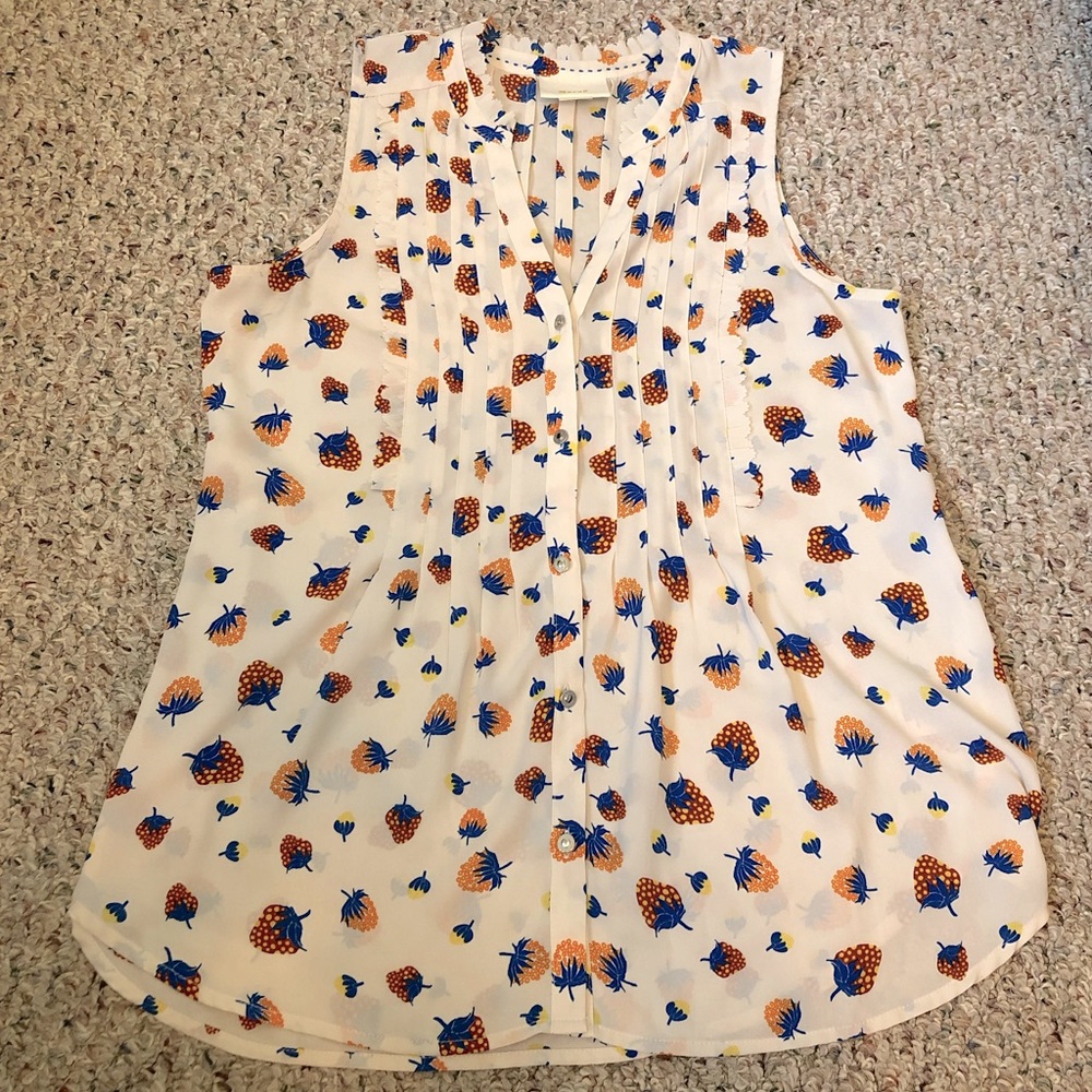 Maeve Anthropologie Berry Print Blouse